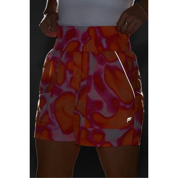 Fabletics High-Waisted Tie Dye Running Shorts Orange Pink Activewear‎ - Picture 8 of 10